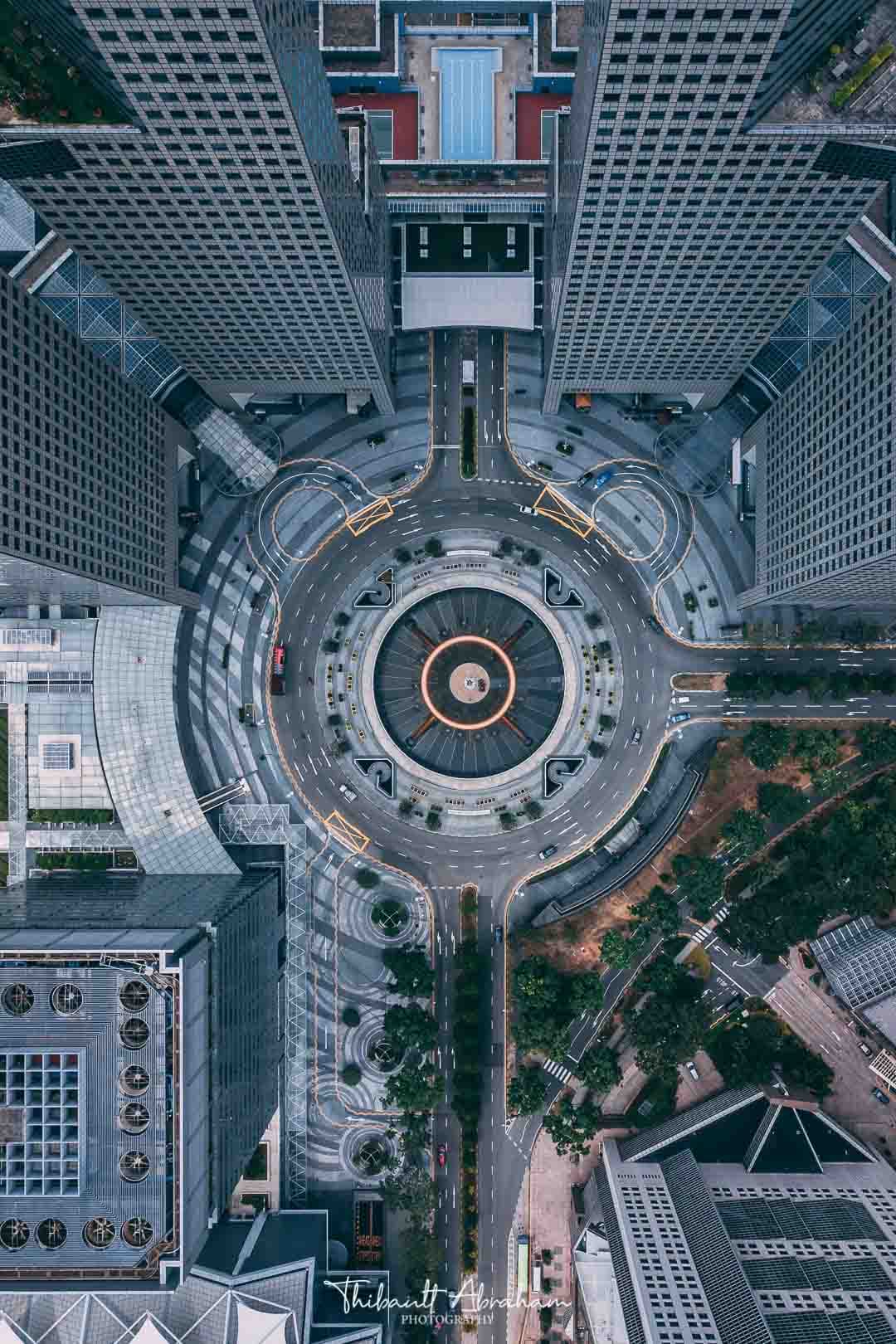 Vue aérienne verticale de la Fountain of Wealth à Singapour